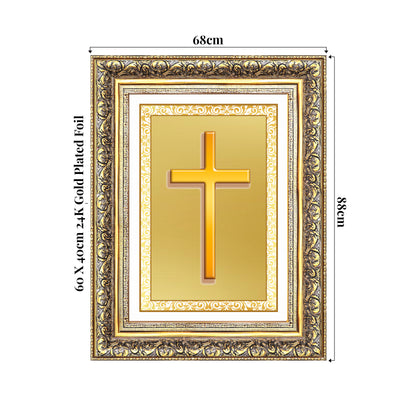 Holy Cross | Sacred Christian Symbol Wall Art Photo Frame in 24K Gold Plated Foil