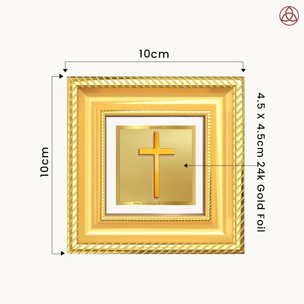 Holy Cross | Symbol of Faith & Salvation Tabletop Frame in 24K Gold Plated Foil