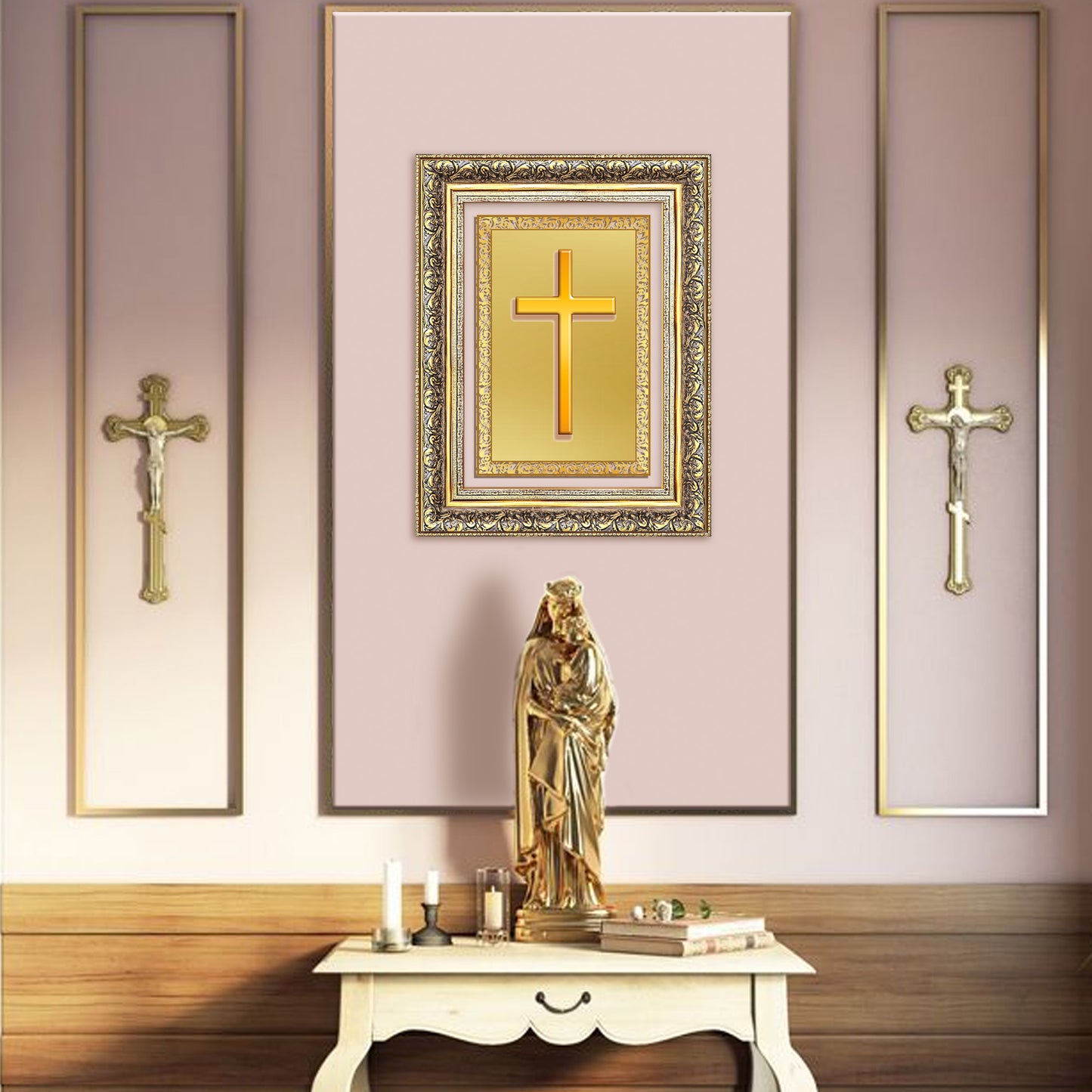 Holy Cross | Sacred Christian Symbol Wall Art Photo Frame in 24K Gold Plated Foil