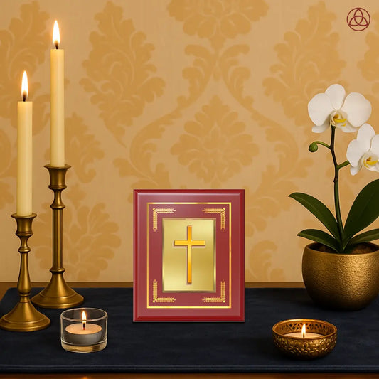 Holy Cross | Sacred Wall & Tabletop Photo Frame in 24K Gold Plated Foil