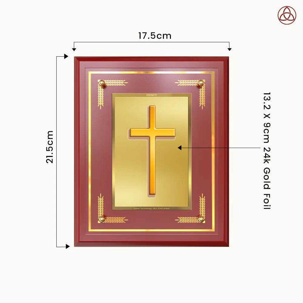 Holy Cross | Sacred Christian Cross Wall & Tabletop Photo Frame in 24K Gold Plated Foil