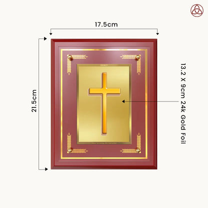 Holy Cross | Sacred Christian Cross Wall & Tabletop Photo Frame in 24K Gold Plated Foil