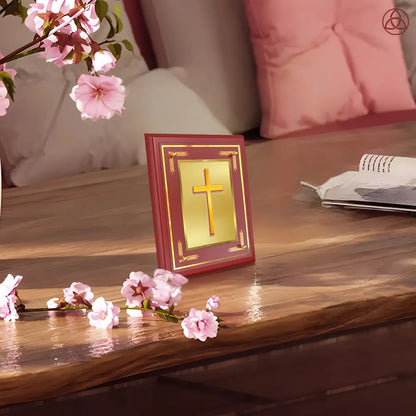Holy Cross | Sacred Christian Cross Wall & Tabletop Photo Frame in 24K Gold Plated Foil