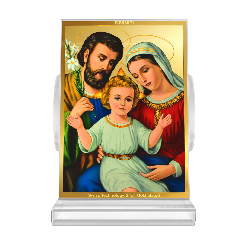 Holy Family | Symbol of Love, Unity & Grace Car Dashboard Frame in 24K Gold Plated Foil