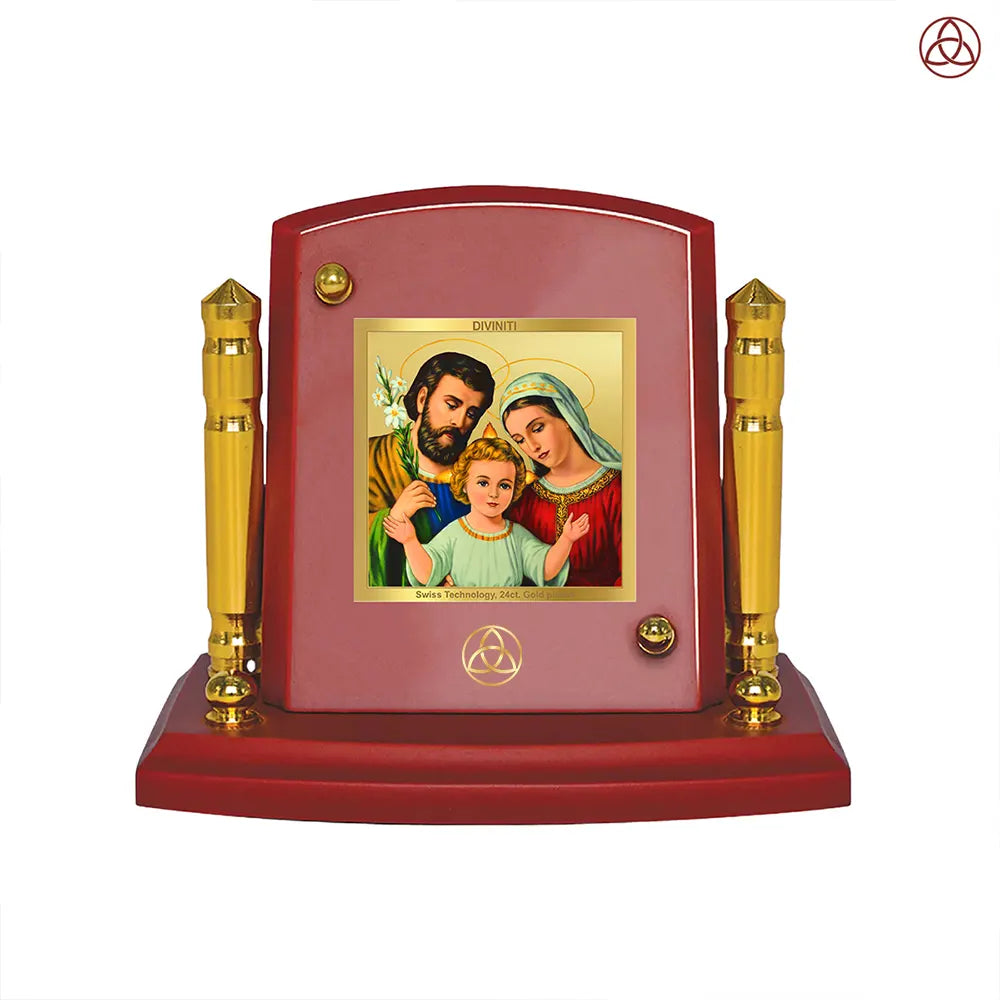 Holy Family | Sacred Symbol of Love, Faith & Unity Car Dashboard Frame in 24K Gold Plated Foil
