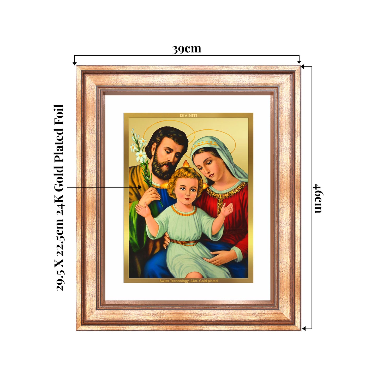 Holy Family | Sacred Wall Mount Photo Frame in 24K Gold Plated Foil