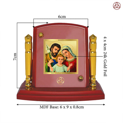 Holy Family | Symbol of Love, Unity & Grace Car Dashboard Frame in 24K Gold Plated Foil