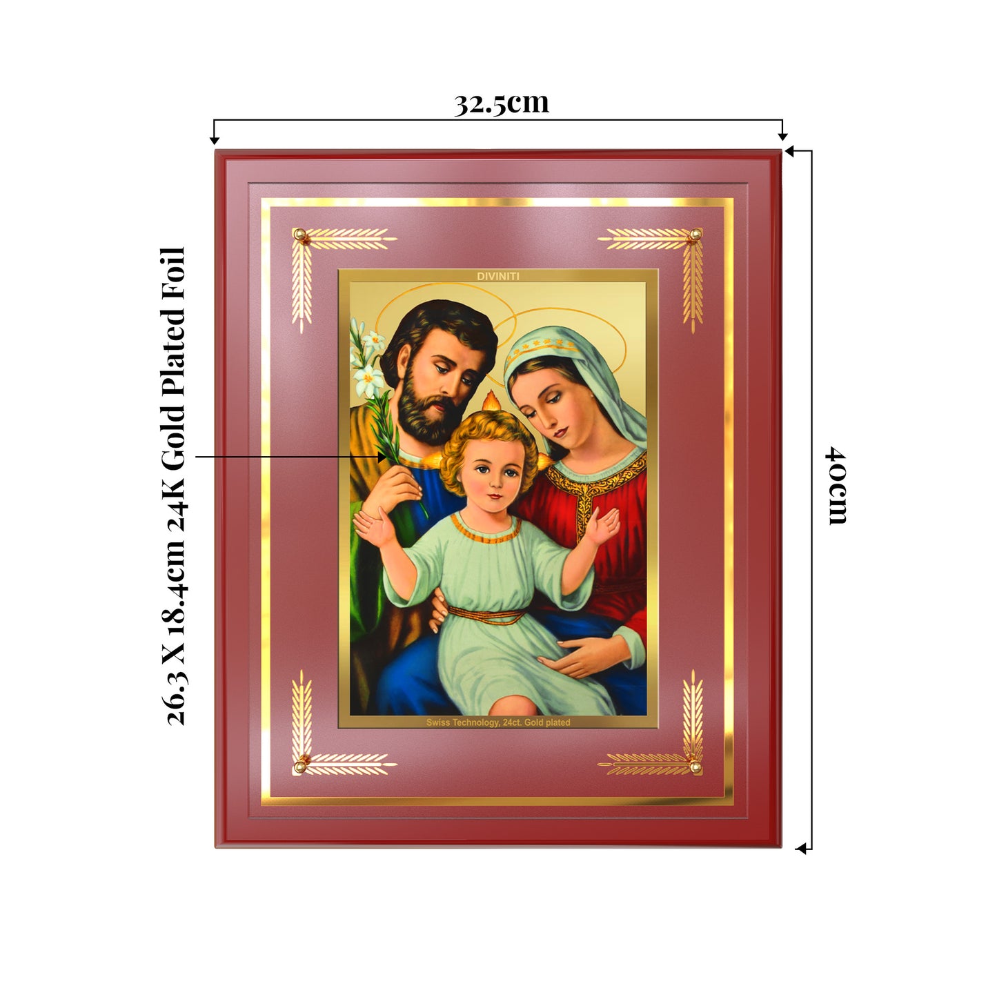 Holy Family | Sacred Wall Mount Photo Frame in 24K Gold Plated Foil