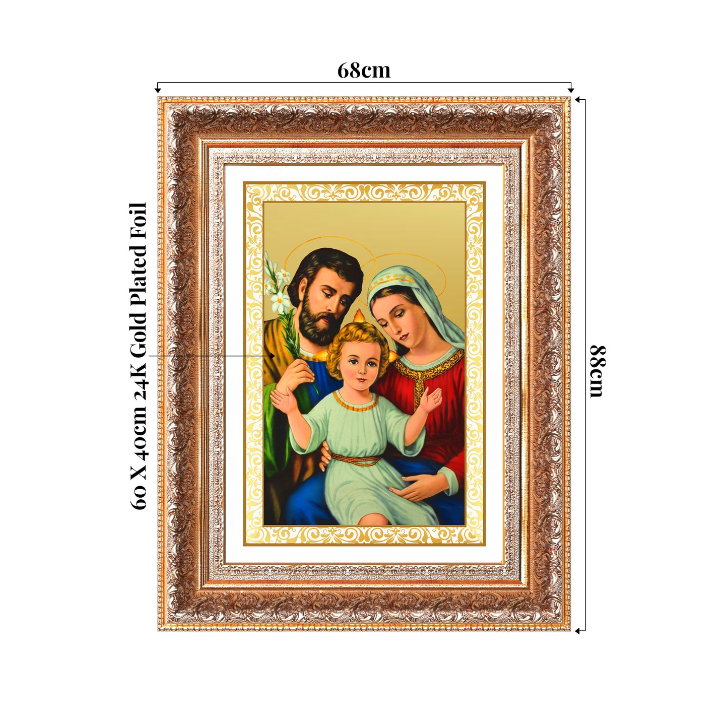 Holy Family | Sacred Wall Mount Photo Frame in 24K Gold Plated Foil