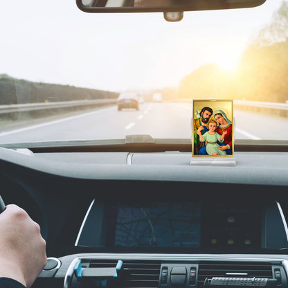 Holy Family | Symbol of Love, Unity & Grace Car Dashboard Frame in 24K Gold Plated Foil