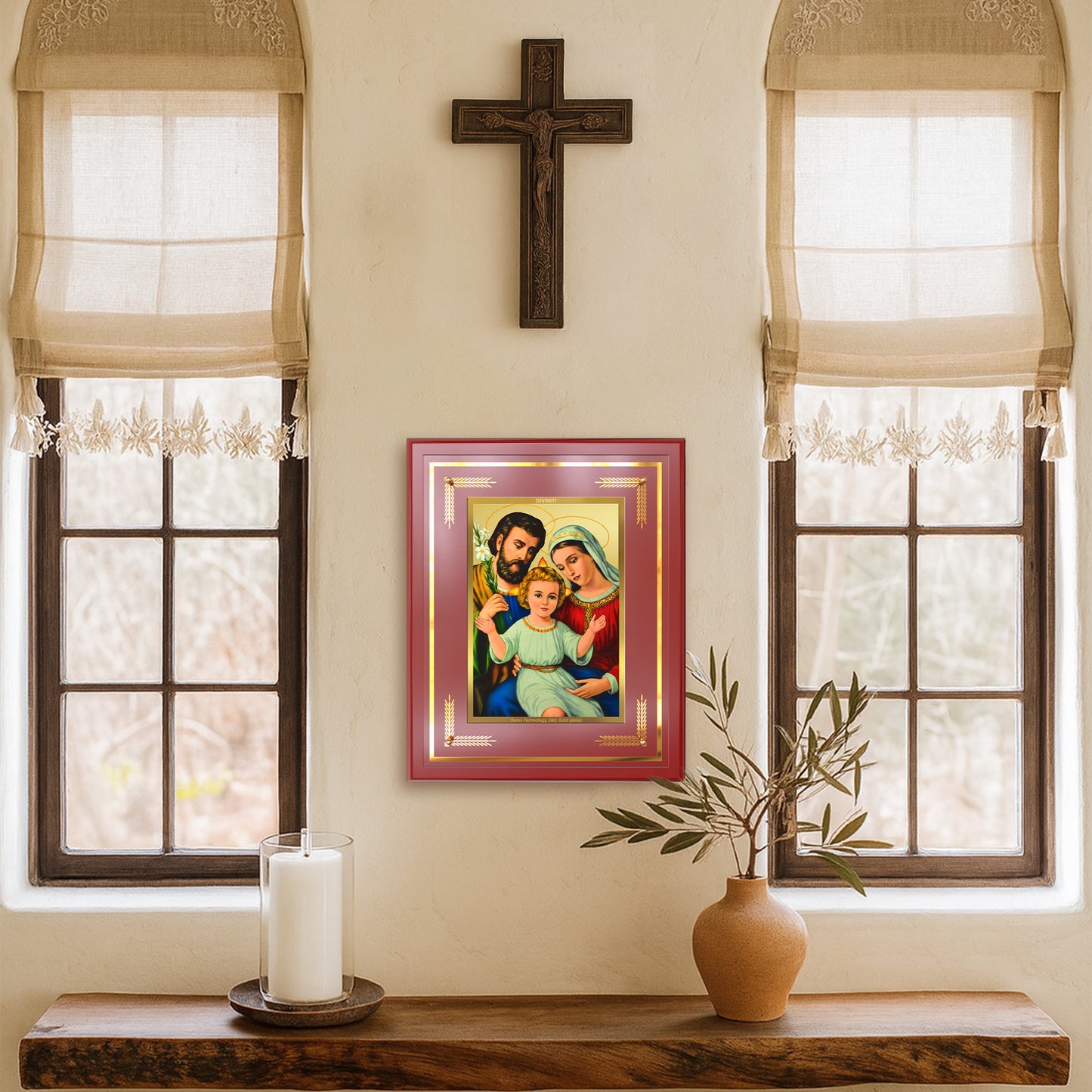 Holy Family | Sacred Wall Mount Photo Frame in 24K Gold Plated Foil
