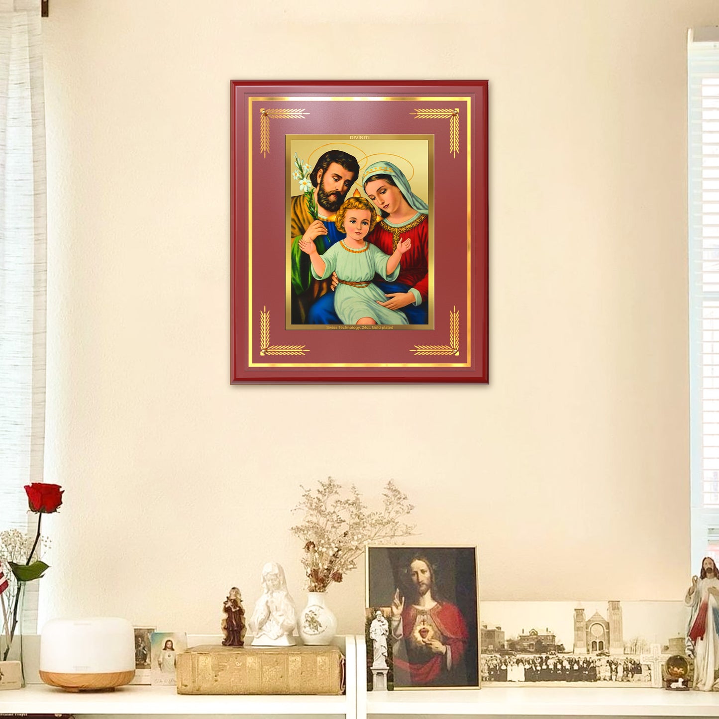 Holy Family | Sacred Wall Mount Photo Frame in 24K Gold Plated Foil