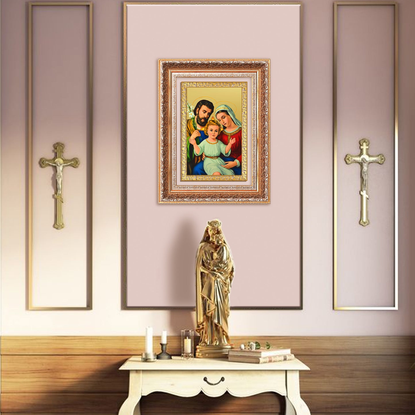 Holy Family | Sacred Wall Mount Photo Frame in 24K Gold Plated Foil