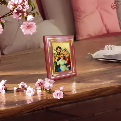 Holy Family | Sacred Family of Jesus, Mary & Joseph Wall & Tabletop Photo Frame in 24K Gold Plated Foil