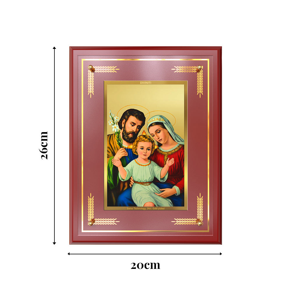 Holy Family | Sacred Family of Jesus, Mary & Joseph Wall & Tabletop Photo Frame in 24K Gold Plated Foil