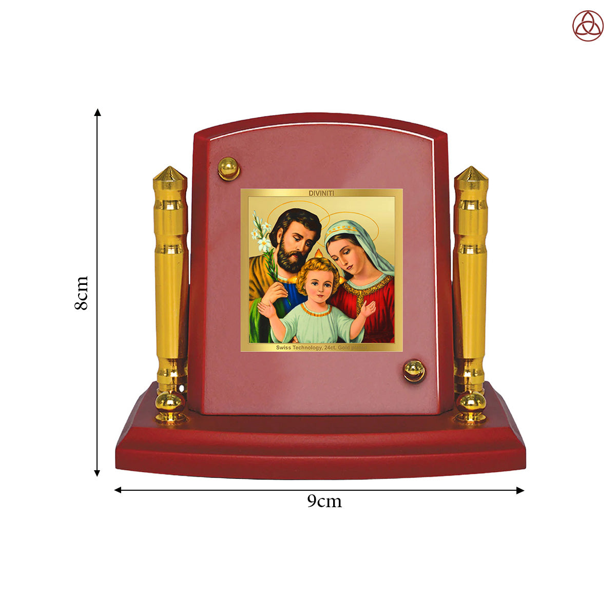 Holy Family | Sacred Symbol of Love, Faith & Unity Car Dashboard Frame in 24K Gold Plated Foil