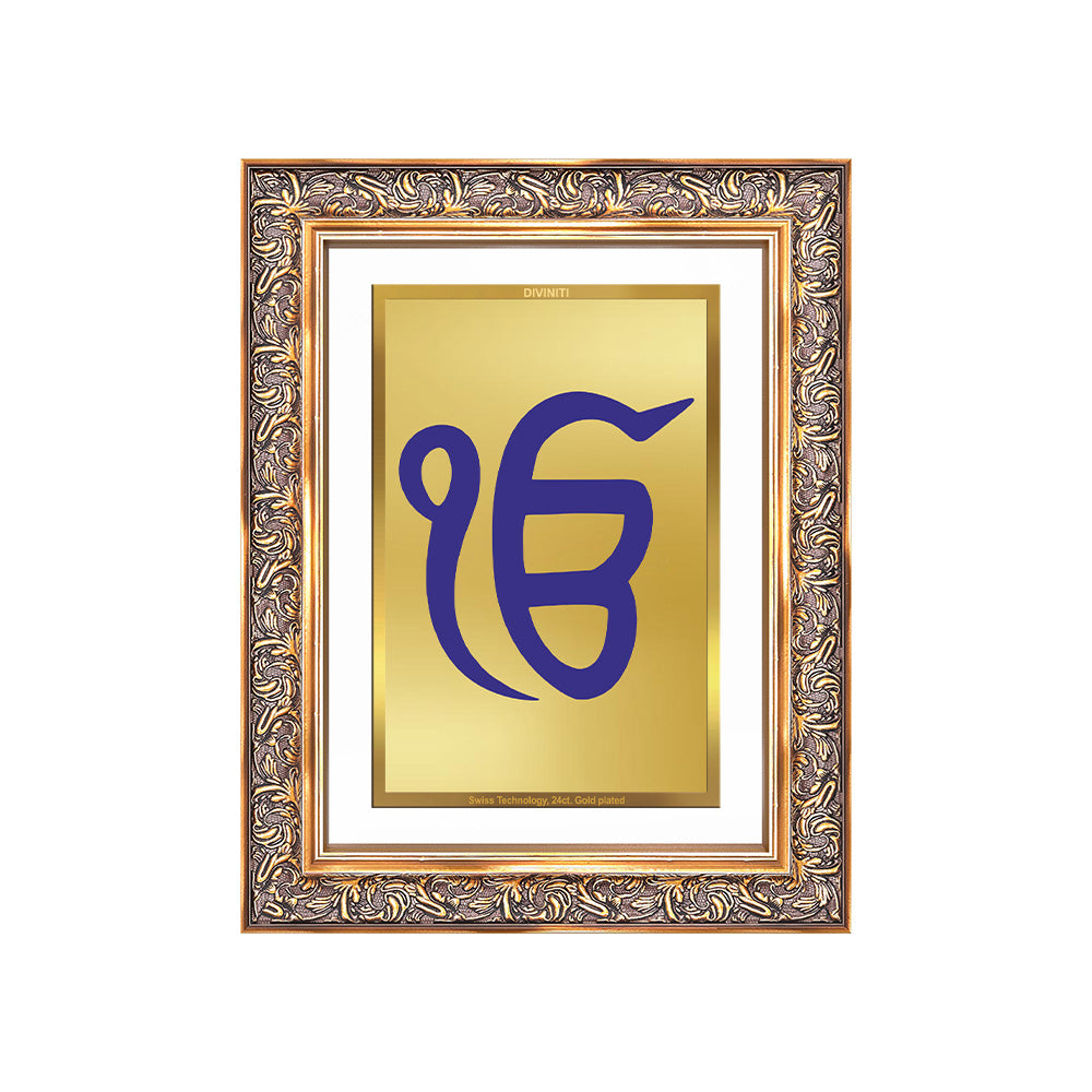 Ik Onkar | Sacred Sikh Symbol Wall Art Photo Frame in 24K Gold Plated Foil