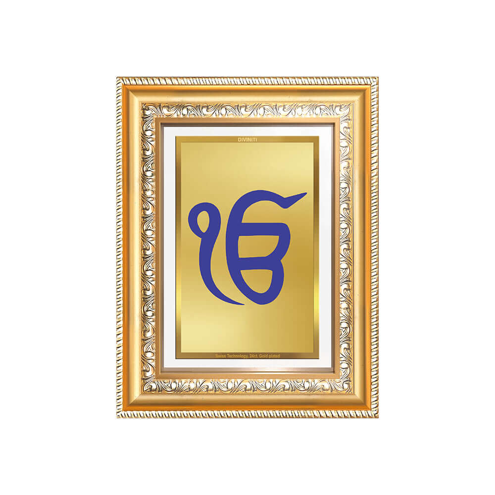 Ik Onkar | Sacred Sikh Symbol Wall and Tabletop Photo Frame in 24K Gold Plated Foil