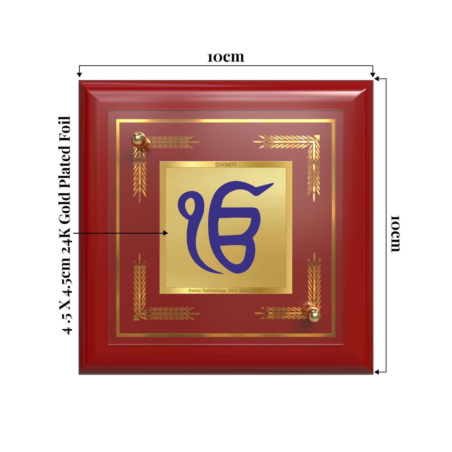 Ik Onkar | One Supreme Reality | Sacred Sikh Symbol For Tabletop Frame in 24K Gold Plated Foil