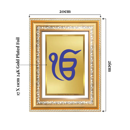 Ik Onkar | Sacred Sikh Symbol Wall and Tabletop Photo Frame in 24K Gold Plated Foil