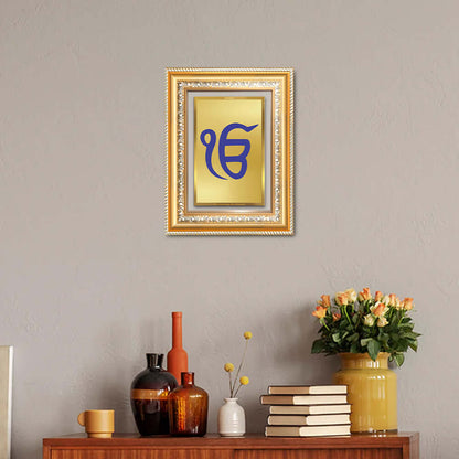 Ik Onkar | Sacred Sikh Symbol Wall and Tabletop Photo Frame in 24K Gold Plated Foil
