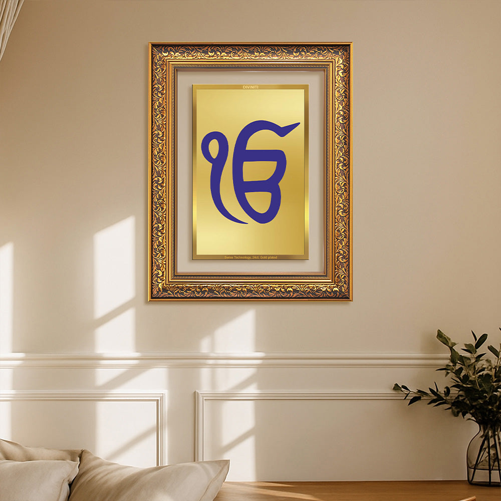 Sikh Lettering Ik Onkar | Sacred Sikh Symbol Wall Art Photo Frame in 24K Gold Plated ...