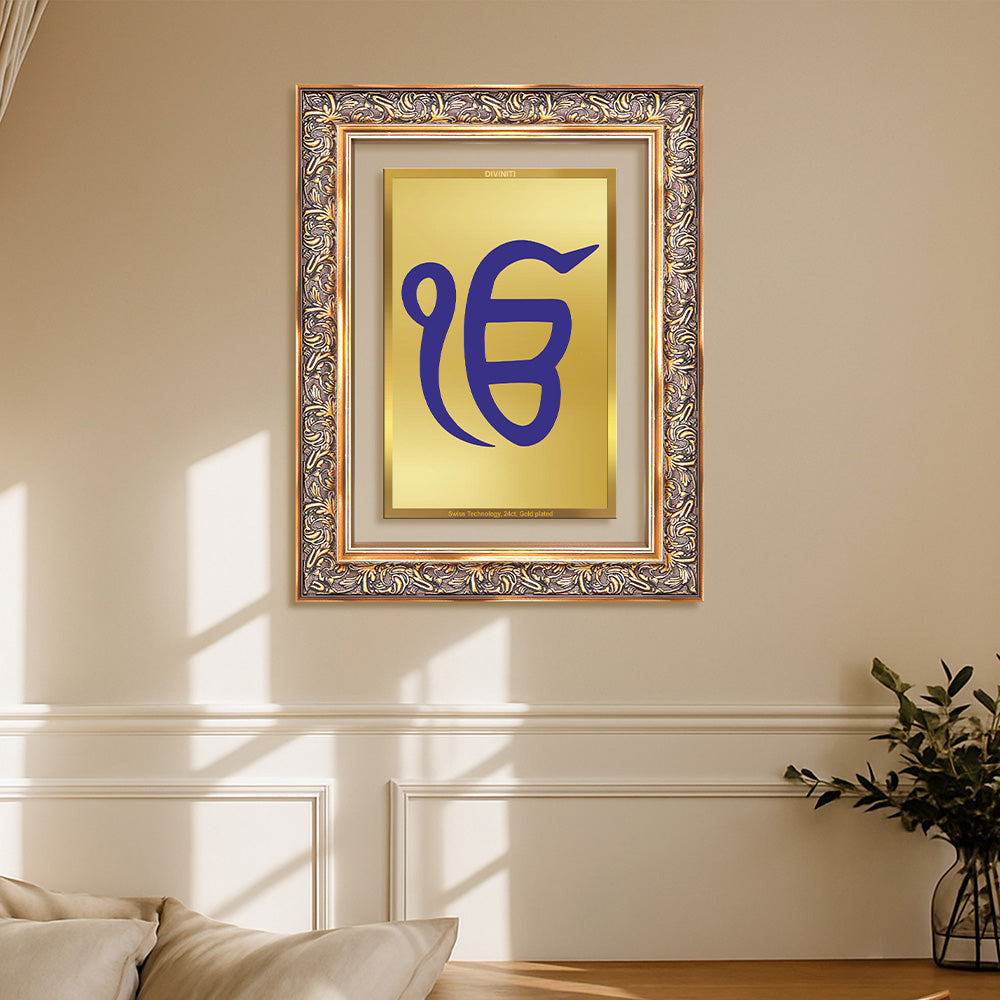 Ik Onkar | Sacred Sikh Symbol Wall Art Photo Frame in 24K Gold Plated Foil