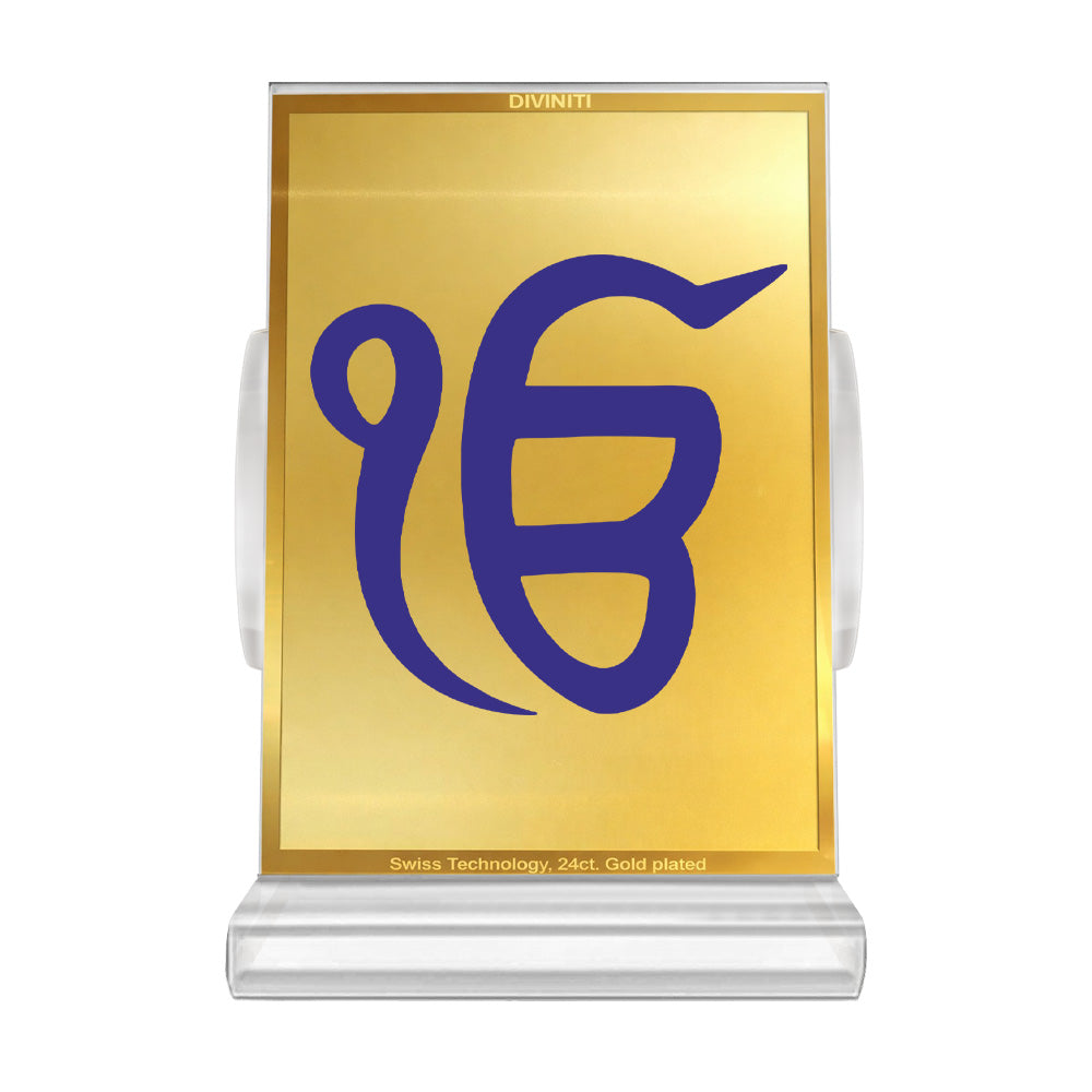 Divine Ik Onkar Symbolizing The Eternal Oneness of God in 24K Gold Plated Foil Frame For Spirituality