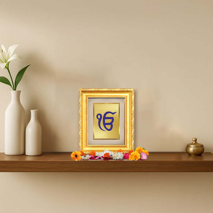 Ik Onkar | One Supreme Reality | Sacred Sikh Symbol For Tabletop Frame in 24K Gold Plated Foil