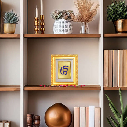 Ik Onkar | One Supreme Reality | Sacred Sikh Symbol For Tabletop Frame in 24K Gold Plated Foil