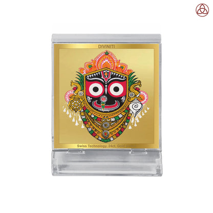 Jagannath | Divine Lord Jagannath Car Dashboard & Tabletop Photo Frame in 24K Gold Plated Foil