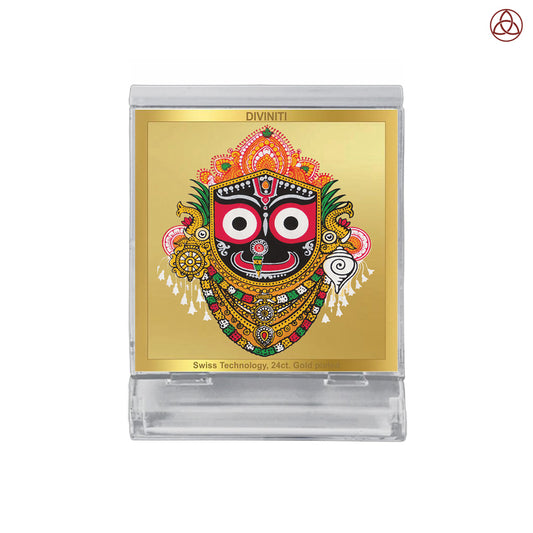 Jagannath | Divine Lord Jagannath Car Dashboard & Tabletop Photo Frame in 24K Gold Plated Foil
