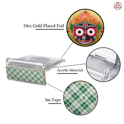 Jagannath | Divine Lord Jagannath Car Dashboard & Tabletop Photo Frame in 24K Gold Plated Foil