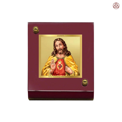 Jesus Christ | Divine Christian Car Dashboard & Tabletop Photo Frame in 24K Gold Plated Foil