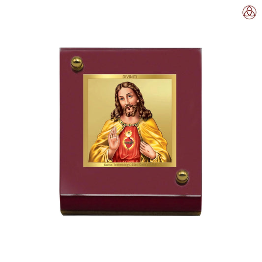 Jesus Christ | Divine Christian Car Dashboard & Tabletop Photo Frame in 24K Gold Plated Foil