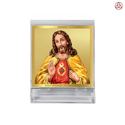 Jesus Christ | Divine Christian Car Dashboard & Tabletop Photo Frame in 24K Gold Plated Foil