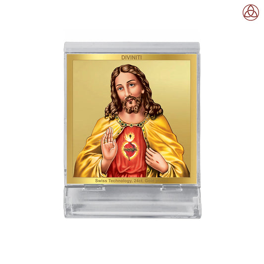 Jesus Christ | Divine Christian Car Dashboard & Tabletop Photo Frame in 24K Gold Plated Foil