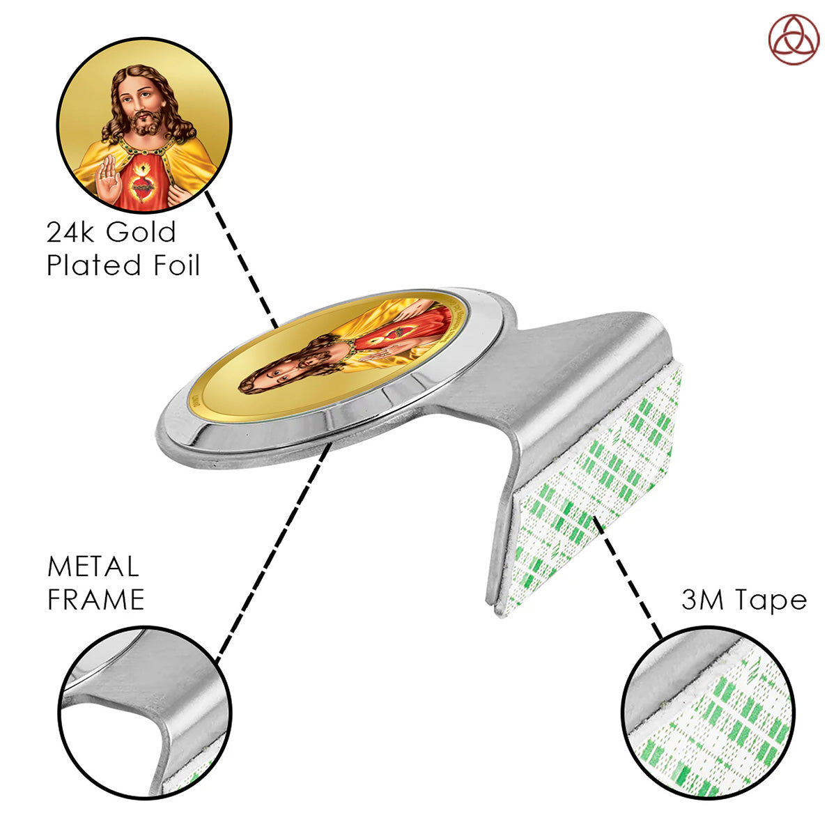 Jesus Christ | Divine Christian Car Dashboard & Tabletop Photo Frame in 24K Gold Plated Foil