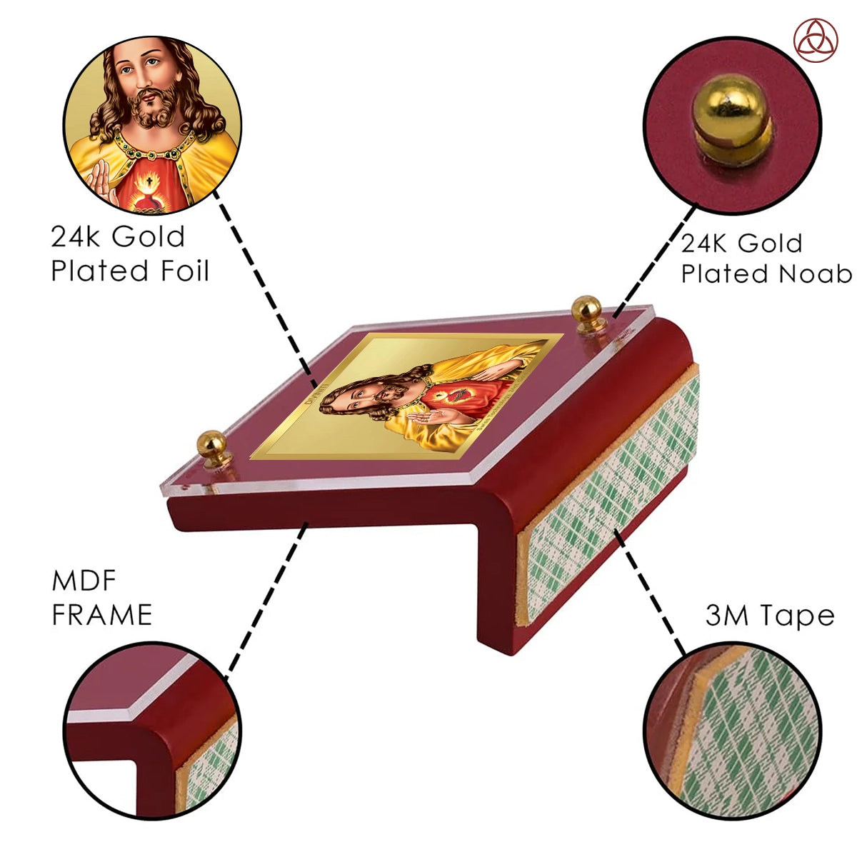 Jesus Christ | Divine Christian Car Dashboard & Tabletop Photo Frame in 24K Gold Plated Foil