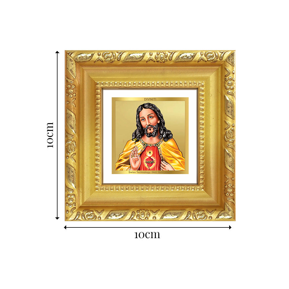 Diviniti Jesus Christ Tabletop Photo Frame in 24K Gold Plated Foil | Faith, Love & Divine Blessings | DG103S1A (10x10 CM)
