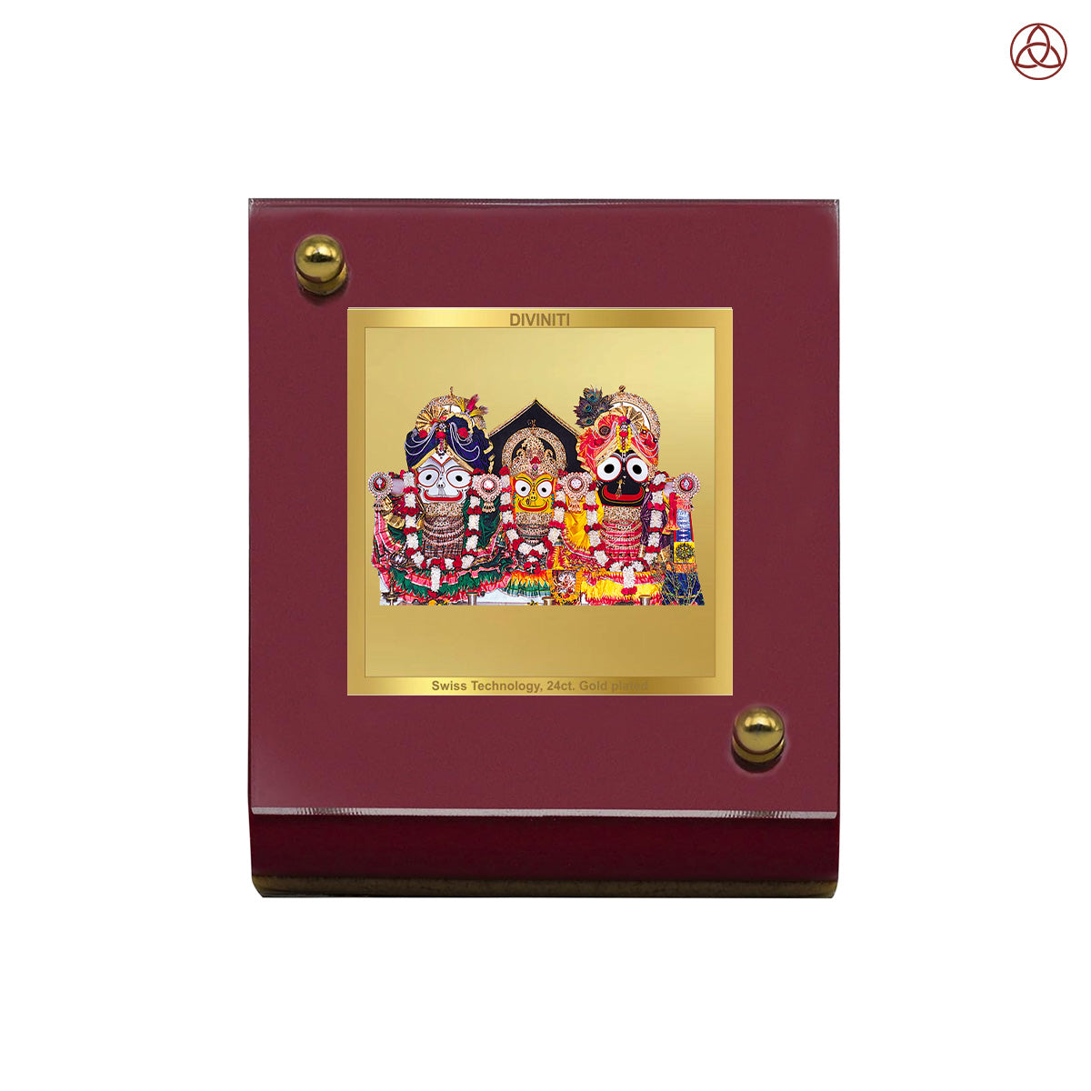 Jagannath Balaram Suvadra | Divine Lord Jagannath Family Car Dashboard & Tabletop Photo Frame in 24K Gold Plated Foil