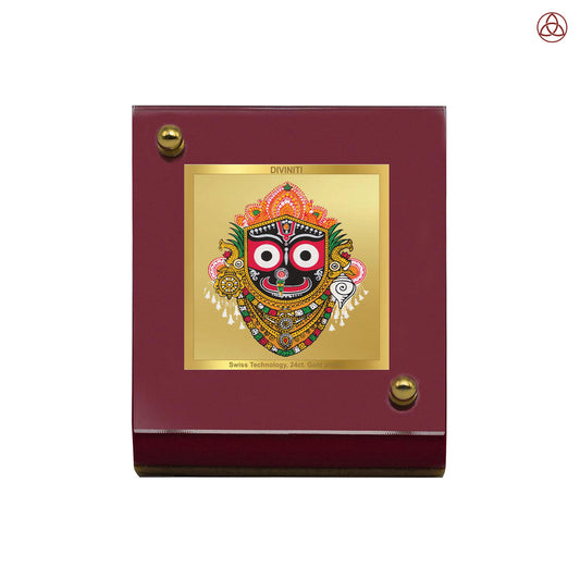 Jagannath | Divine Lord Jagannath Car Dashboard & Tabletop Photo Frame in 24K Gold Plated Foil