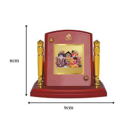 Diviniti 24K Gold Plated Jagannath Ji Photo Frame for Car Dashboard, Home Decor, Tabletop, Puja Room, Showpiece and Gift  MDF1BP+ (8x9 CM)