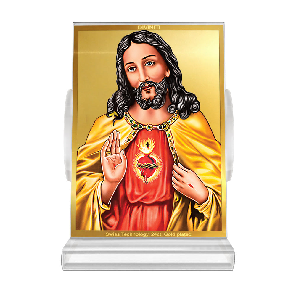 Jesus Christ | Symbol of Peace, Sacrifice & Redemption Car Dashboard Frame in 24K Gold Plated Foil "