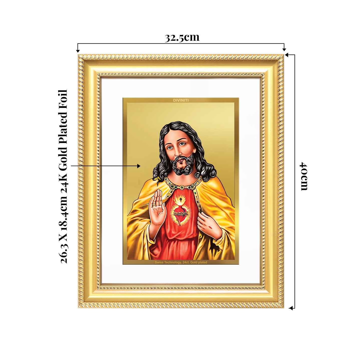 Jesus Christ | Sacred Wall Mount Photo Frame in 24K Gold Plated Foil