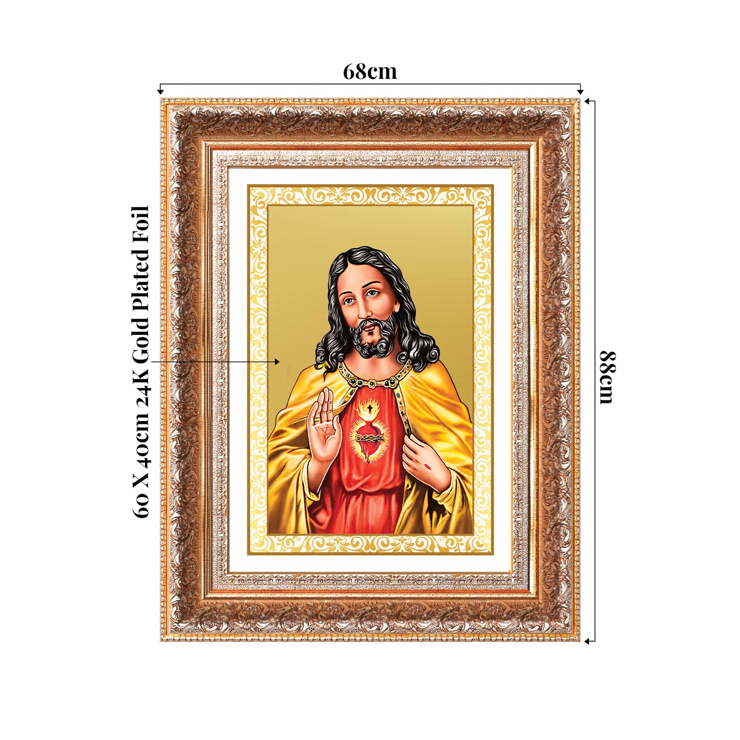 Jesus Christ | Sacred Wall Mount Photo Frame in 24K Gold Plated Foil