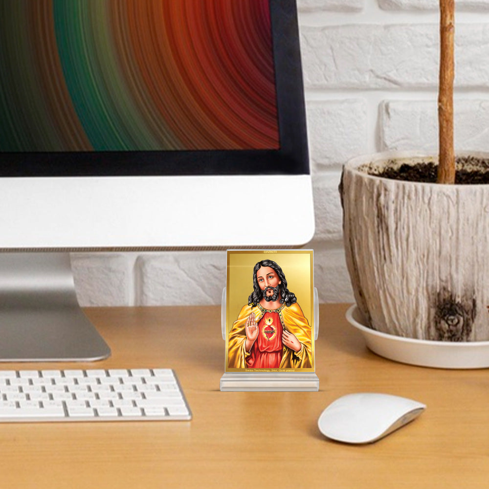 Jesus Christ | Symbol of Peace, Sacrifice & Redemption Car Dashboard Frame in 24K Gold Plated Foil "