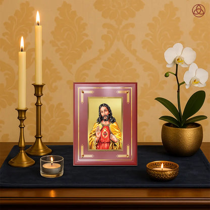Jesus Christ | Divine Portrait of Lord Jesus Wall & Tabletop Photo Frame in 24K Gold Plated Foil