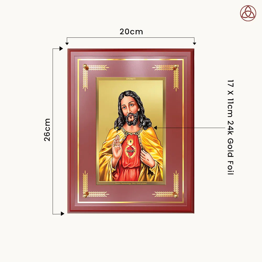 Jesus Christ | Divine Portrait of Lord Jesus Wall & Tabletop Photo Frame in 24K Gold Plated Foil