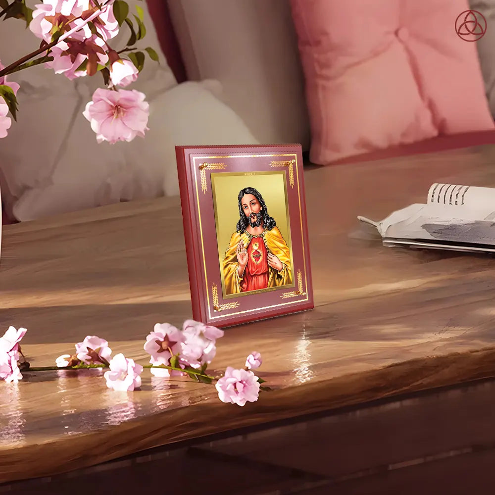 Jesus Christ | Divine Portrait of Lord Jesus Wall & Tabletop Photo Frame in 24K Gold Plated Foil